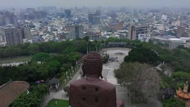 Wielki Gigantyczny Posąg Buddy Changhua Tajwan Widok Powietrza — Wideo stockowe