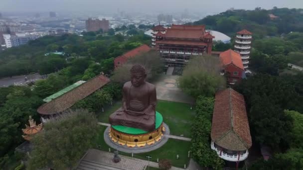 Baguashan Grote Giant Boeddha Standbeeld Changhua Taiwan Luchtfoto — Stockvideo