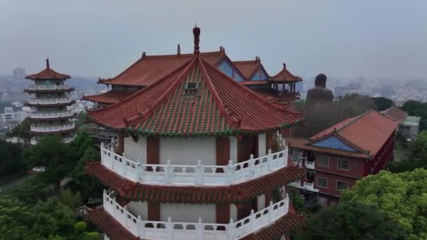 Baguashan Büyük Buda Heykeli Changhua Tayvan Havadan Bakış — Stok video