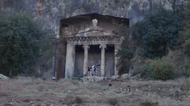 Mormintele Lui Fethiye Lycian Rock Mormântul Lui Amyntas Turcia — Videoclip de stoc