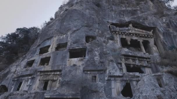 Fethiye Lycian Rock Tombs Tomb Amyntas Turecko — Stock video