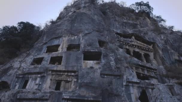 Fethiye Lycian Rock Tombs Amyntas Grav Turkiet — Stockvideo