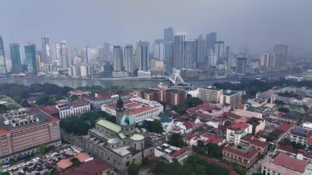 Flygfoto Över Intramuros Området Manila Filippinerna — Stockvideo