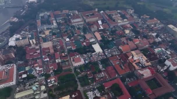 Flygfoto Över Intramuros Området Manila Filippinerna — Stockvideo