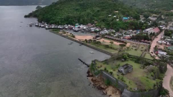 Старий Форт Санта Ізабель Тайтай Острів Палаван Філіппіни Вид Повітря — стокове відео