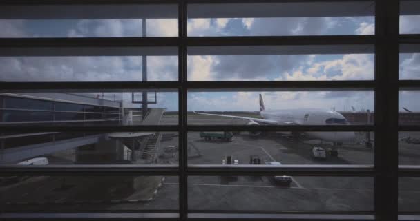 Avión Aeropuerto Internacional Mauricio Vista Desde Teminal — Vídeo de stock
