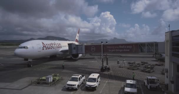 Plane Mauritius International Airport View Teminal — Stock Video