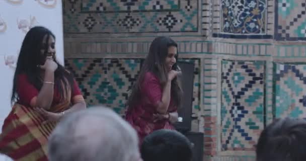 Indische Tänze Beim Seiden Und Gewürzfestival Buchara Usbekistan — Stockvideo