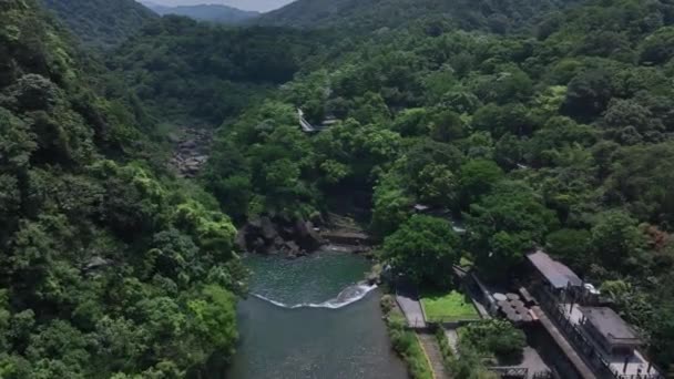 Vliegen Shifen Waterval Taiwan Luchtfoto — Stockvideo