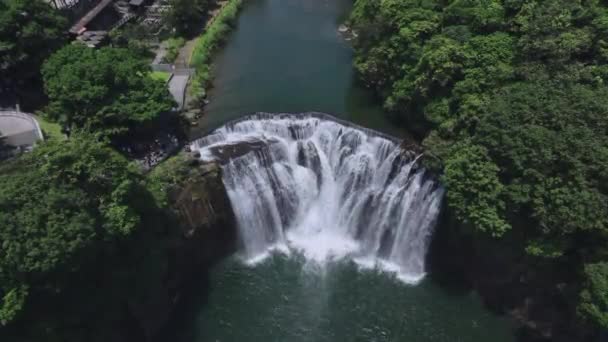 Flying Shifen Vodopád Tchaj Wanu Letecký Pohled — Stock video