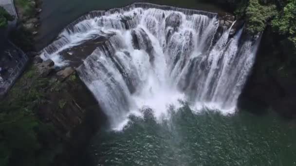 Flying Shifen Vodopád Tchaj Wanu Letecký Pohled — Stock video