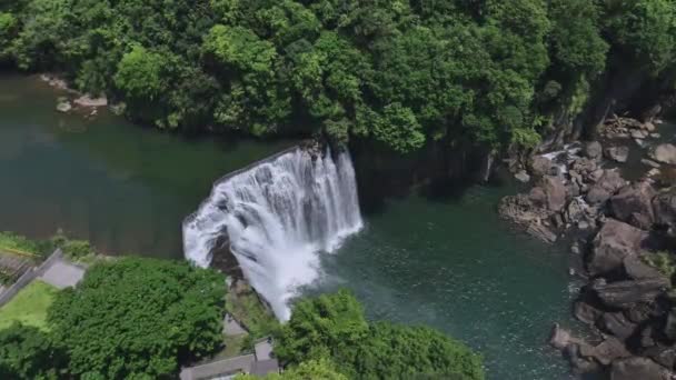 Latanie Nad Wodospadem Shifen Tajwanie Widok Powietrza — Wideo stockowe