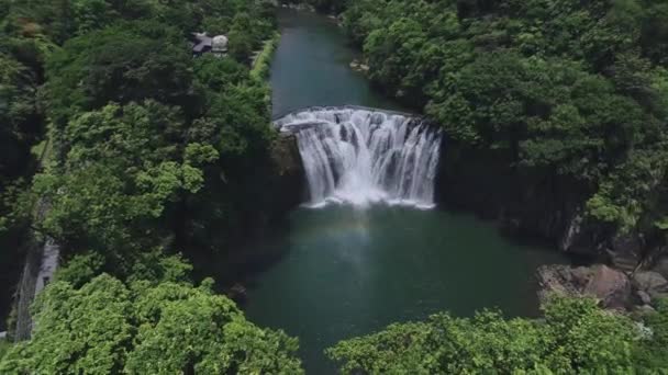 Vliegen Shifen Waterval Taiwan Luchtfoto — Stockvideo