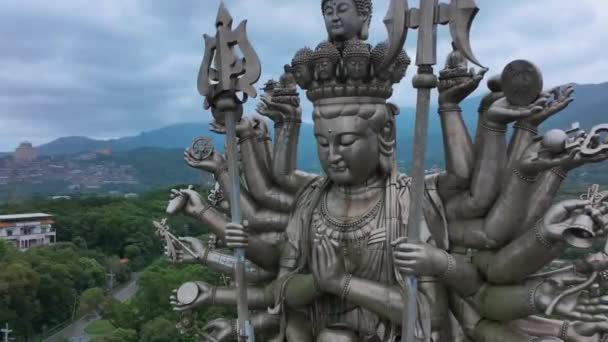 Migliaia Mani Guanshiyin Bodhisattva Taiwan Vista Aerea Vicino — Video Stock