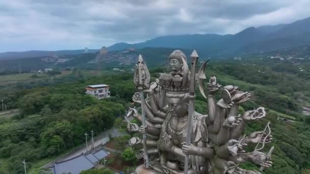 Mil Mãos Guanshiyin Bodhisattva Taiwan Vista Aérea Close — Vídeo de Stock
