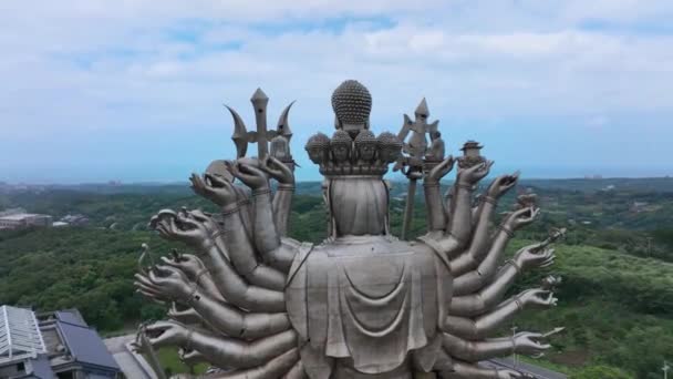 Mille Mains Guanshiyin Bodhisattva Taiwan Gros Plan Vue Aérienne — Video