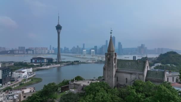 Kaple Panny Marie Penhy Macau Letecký Pohled — Stock video