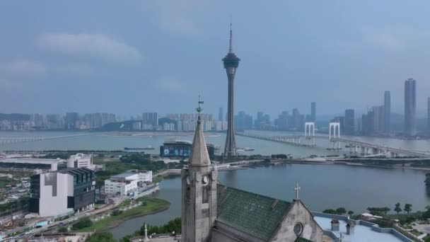 Chapelle Notre Dame Penha Macao Vue Aérienne — Video