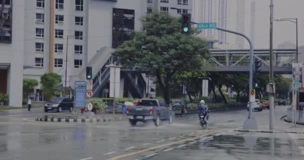 Dagligt Liv Makati District Regnperioden Manila Filippinerna — Stockvideo
