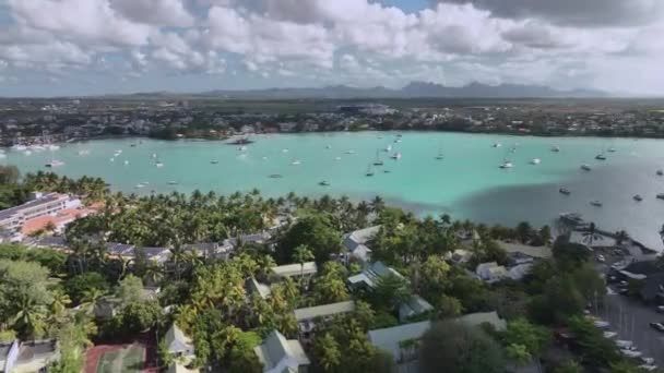 Jachten Luxurious Grand Bay Mauritius Uitzicht Lucht — Stockvideo