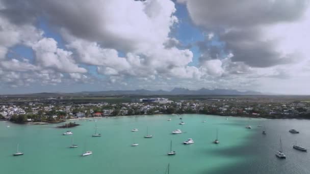 Jachtok Luxus Grand Bay Mauritius Légi Felvétel — Stock videók