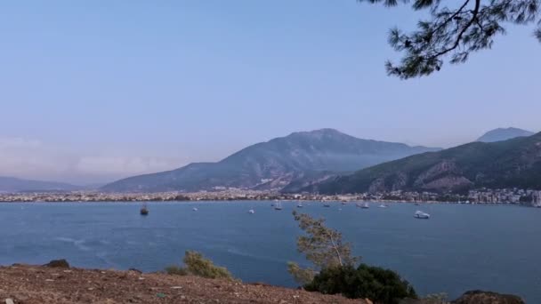 Zeitraffer Der Küste Von Fethiye Mit Booten Mugla Türkei — Stockvideo