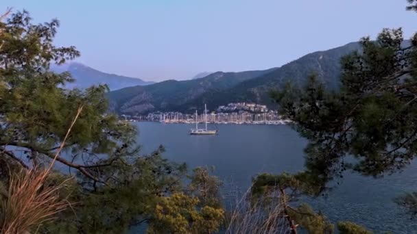 Timelapse Costa Fethiye Con Los Barcos Mugla Turquía — Vídeo de stock