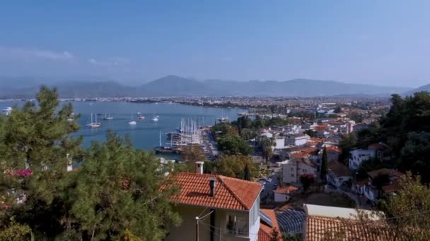Timelapse Costa Fethiye Con Los Barcos Mugla Turquía — Vídeos de Stock