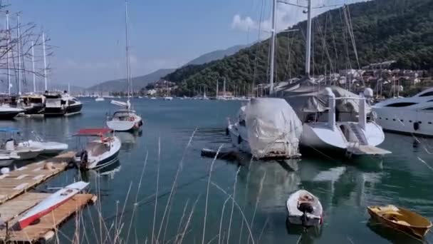 Timelapse Costa Fethiye Con Los Barcos Mugla Turquía — Vídeos de Stock
