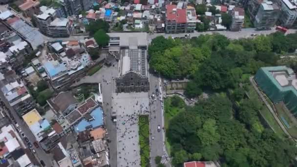 Ruinen Von Paul Zentrum Von Macau Luftaufnahme — Stockvideo