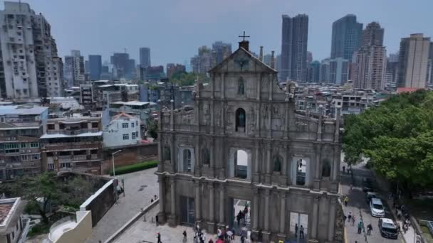 Ruinerna Paul Centrum Macau Flygfoto — Stockvideo