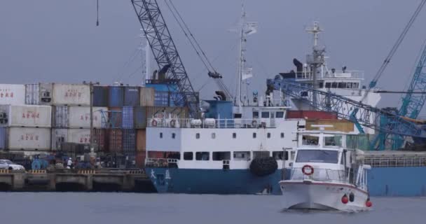 Port Towarowy Kontenerami Kaohsiung Tajwan — Wideo stockowe