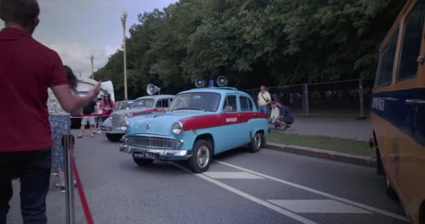 Polizia Retro Car Moskvich Alla Fiera Mosca — Video Stock