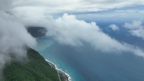 Paisajes Hualien Bay Través Nubes Vista Aérea Taiwán — Vídeo de stock