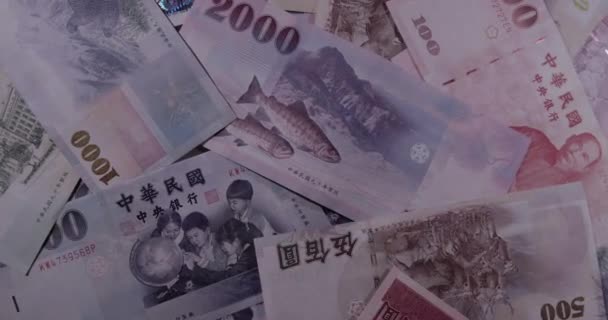 Yeni Tayvan Doları Farklı Banknotlar Yakın Plan — Stok video