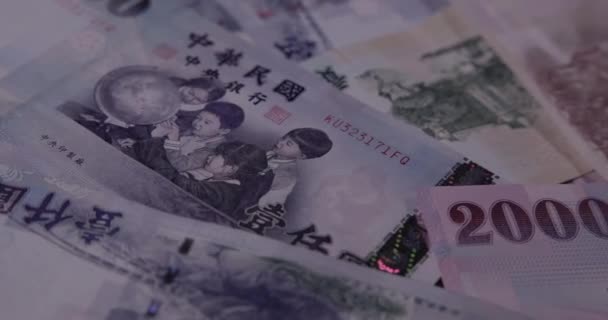 新しい台湾ドル 異なる紙幣 閉じる — ストック動画