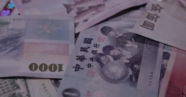 Dolar Taiwan Baru Uang Uang Kertas Yang Berbeda Close — Stok Video