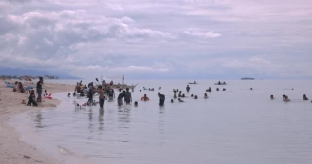 Filipinler Cebu Adası Nda Turistlerle Meşhur Moalboal Plajı — Stok video