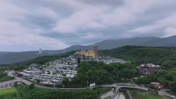 Cemetery Spiritual Development Center Taiwan Aerial View — Stock Video