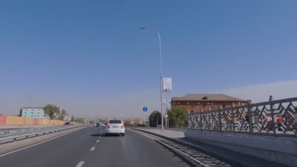 Дорога Улицы Пригороде Шымкента Казахстан — стоковое видео