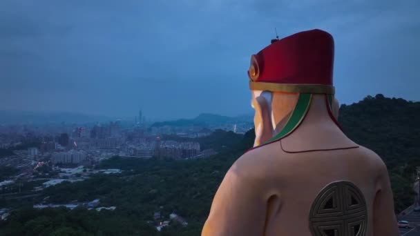 Pemandangan Taipei Dari Kuil Hongludi Nanshan Fude Taiwan Aerial — Stok Video