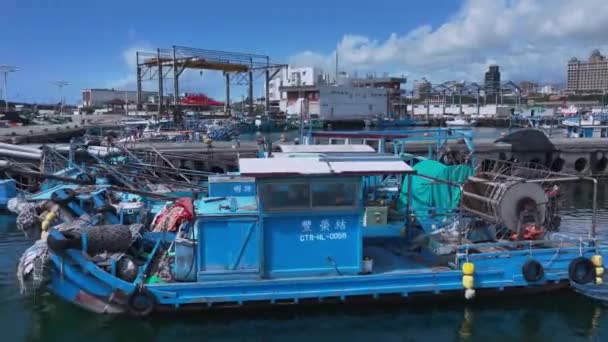 Barche Hualien Fishing Port Taiwan Vista Aerea — Video Stock