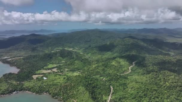 パラワン フィリピンの野生の熱帯諸島のパノラマ 空中ビュー — ストック動画