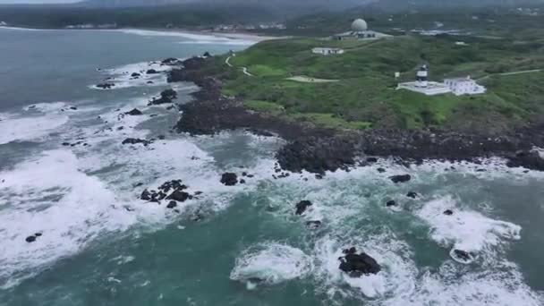 Fugui Cape Világítótorony Fentről Tajvanról Légi Kilátás — Stock videók