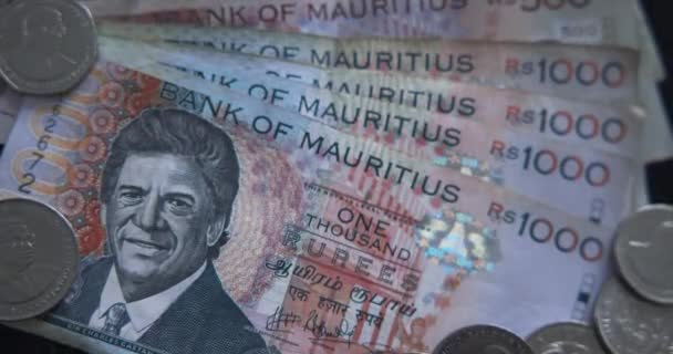 Moneda Nacional Mauricio Rupia Primer Plano — Vídeos de Stock