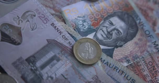 Mauritius Nationella Valuta Rupien Närbild — Stockvideo