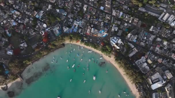 Blick Von Oben Nach Unten Auf Grand Baie Mauritius Luftaufnahme — Stockvideo