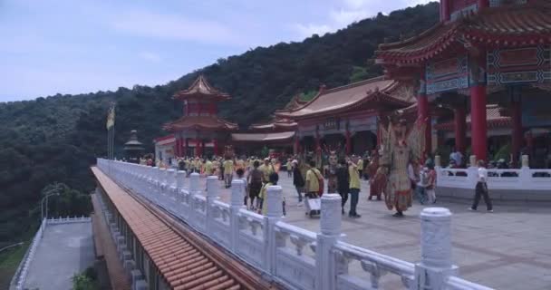 Священная Церемония Фигурами Богов Храме Тайване — стоковое видео