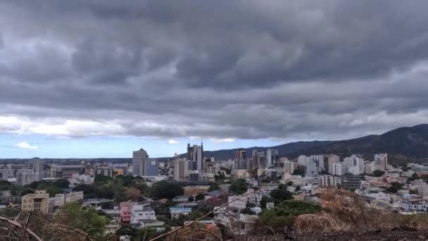 Timelapse Mauritius Huvudstad Port Louis Molnigt Väder — Stockvideo
