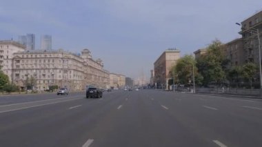 Moskova 'nın Merkez Sokakları, Hareket Eden Bir Arabadan Görüş, Rusya